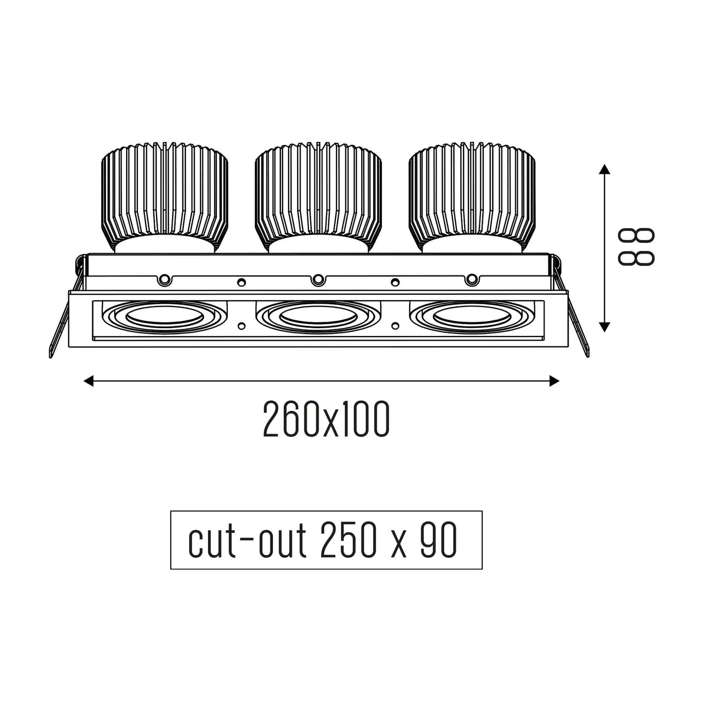 Inbouwspot CARDAN XS THREE 3x14W -  wit
