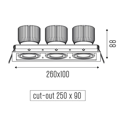 Inbouwspot CARDAN XS THREE 3x14W -  wit