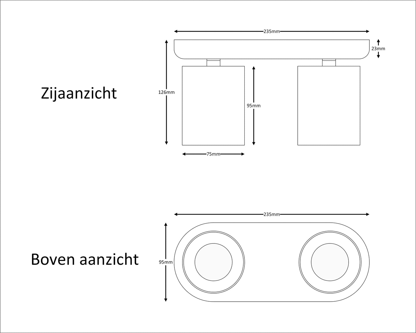 COLLOS DUO zwart - dubbele opbouwspot GU10