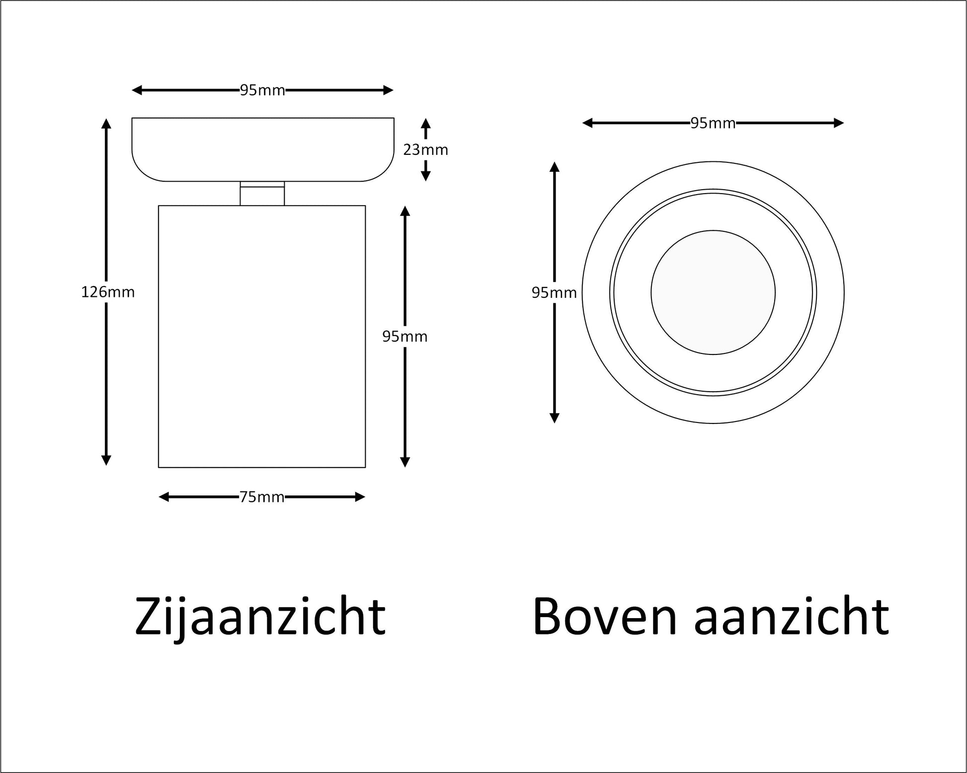 afmetingen opbouwspot COLLOS